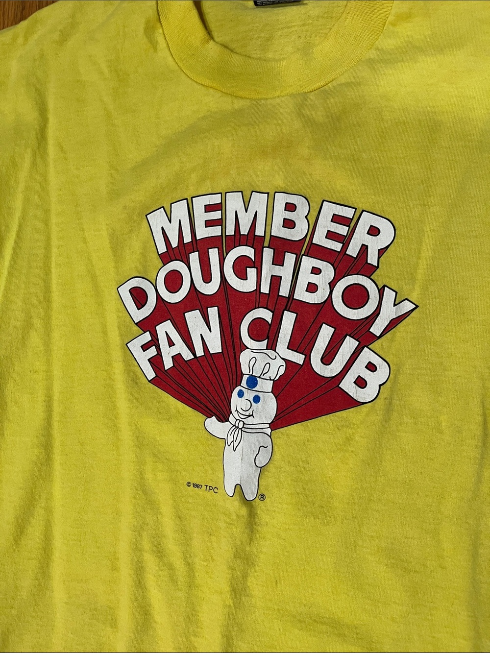 Best Pillsbury Doughboy T-Shirt Mens XL Yellow 1987 Vtg Nostalgia Single Stitch